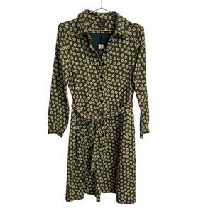 Zilch Amsterdam Polo Organic Cotton Button Down Dress Edelweiss Pine MED